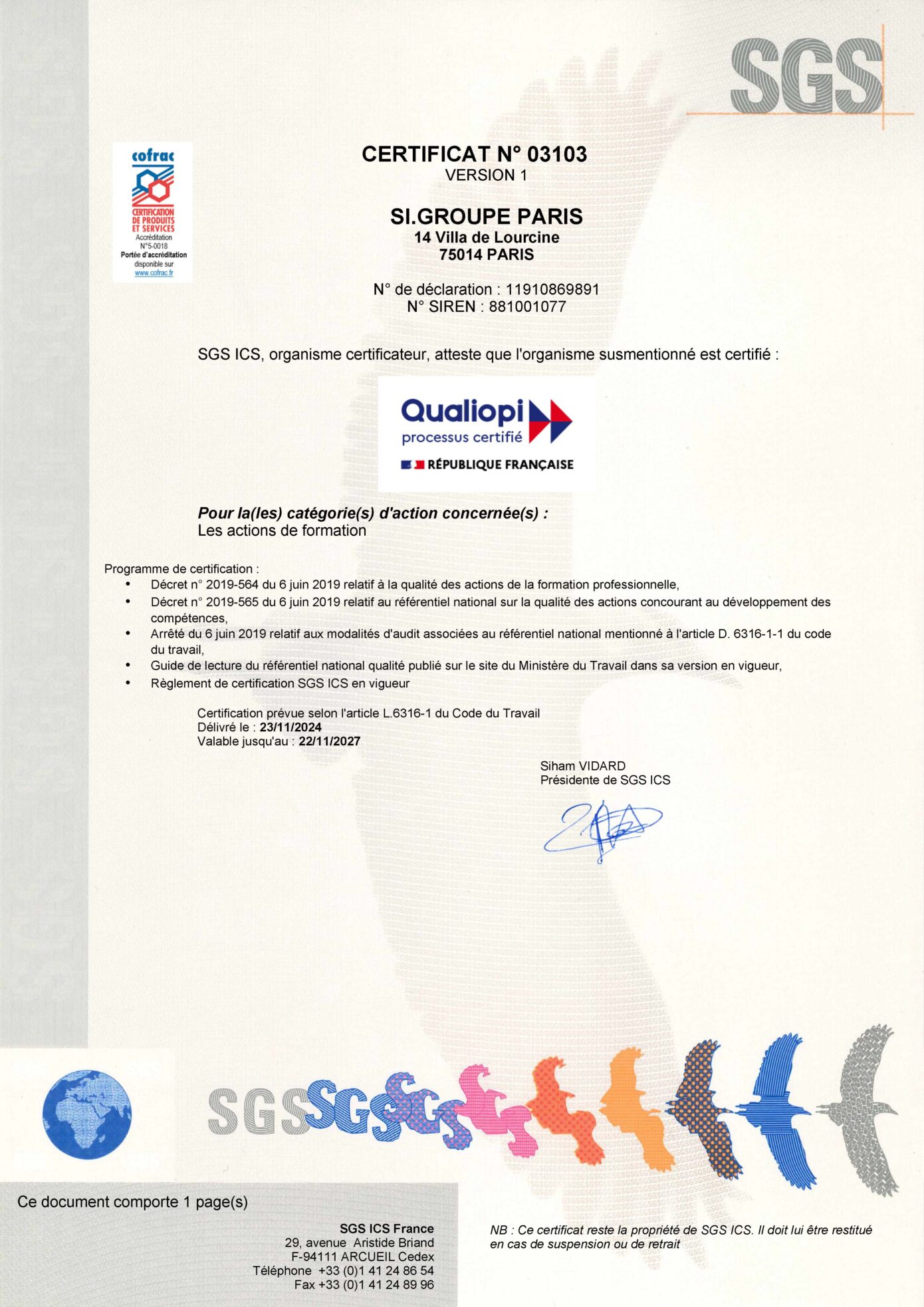 SI.GROUPE PARIS Certificat 03103 QUALIOPI 1 (1)